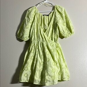 Zara Light Green Eyelet Lace Dress